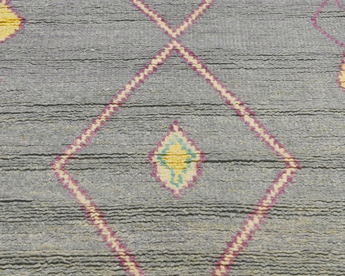 10 Feet Moroccan Gray Hand Woven Wool Runner Rug